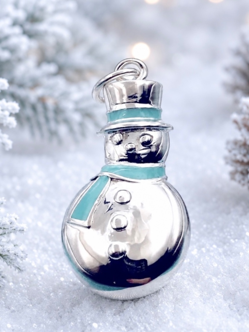 Tiffany & Co Snowman blue enamel charm  925 silver excellent box pouch